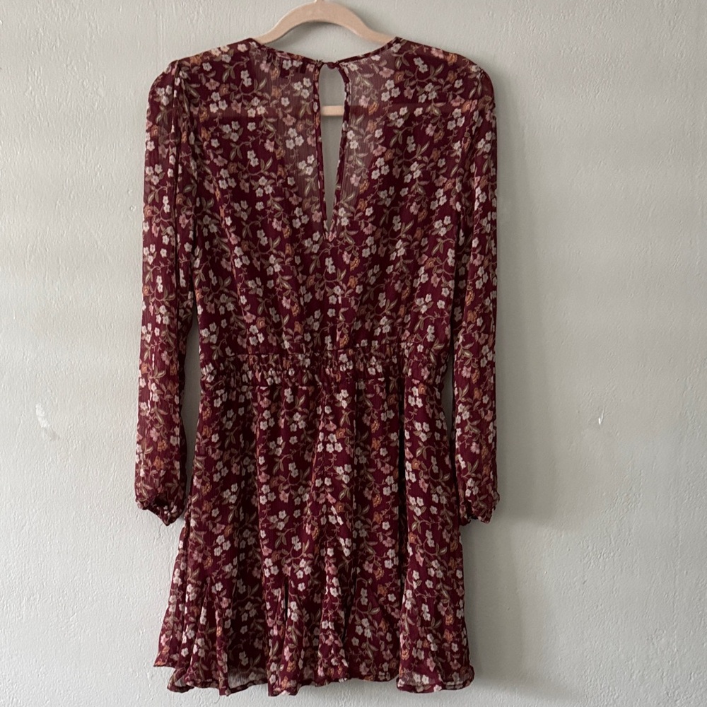 Trixxi Burgundy Floral Long Sleeve Dress - Picture 7 of 7